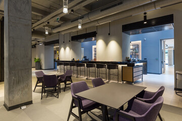 Interior of a hotel lounge restaurant