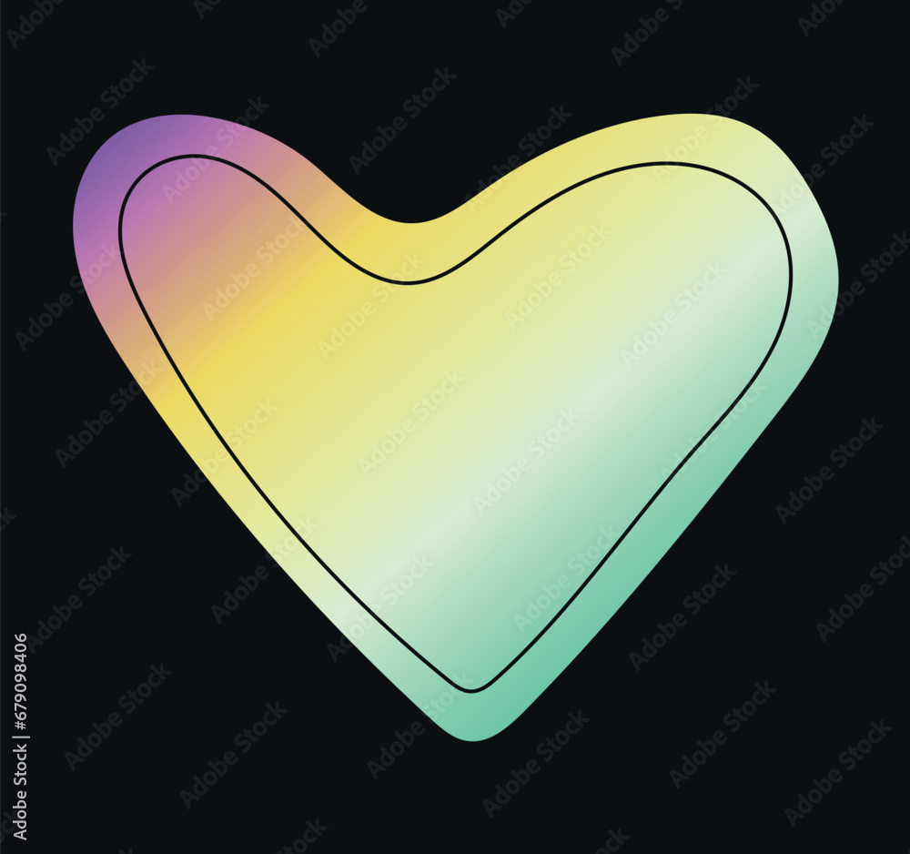 Poster geometry of gradient set in flat design. this captivating artwork where colorful shape of heart grac