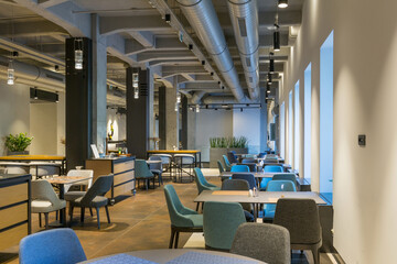Interior of a hotel lounge restaurant