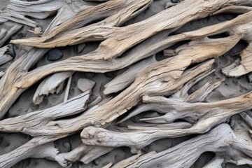 detailed shot of driftwood texture on a beach