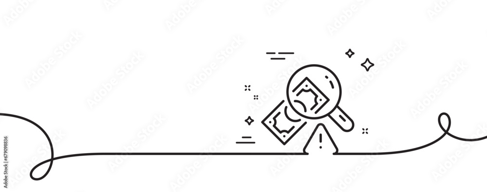Poster fraud line icon. continuous one line with curl. money crime sign. accounting offense symbol. fraud s
