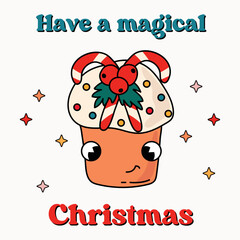 Christmas card in retro style. Have a magical Christmas.