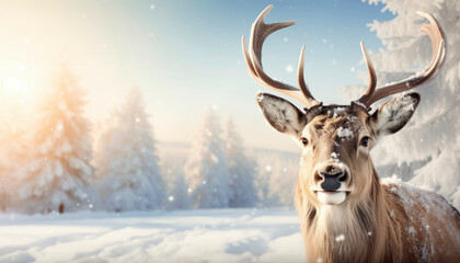 christmas reindeer - obrazy, fototapety, plakaty