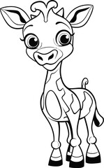 Giraffe animal coloring page, vector image