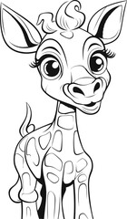 Giraffe animal coloring page, vector image