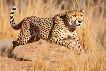 cheetah running in the savannah
