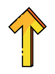 Arrow of set in cartoon style. This image with 3D yellow arrow creates a sense of forward movement and direction within the composition. Vector illustration.
