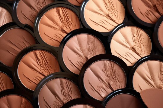 overhead shot of a broad range of bronzer shades
