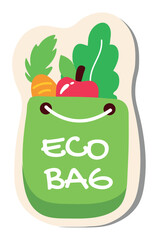 Element of raw food set in flat cartoon design. This vibrant illustration showcases raw food items neatly arranged in an eco-friendly bag. Vector illustration.