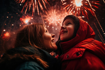 New year's eve firework at a terrace