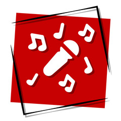 microphone red banner in frame. Vector illustration.