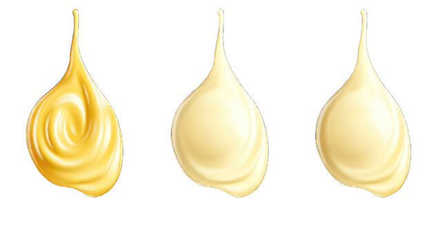 Collection of PNG. Mayonnaise drops isolated on a transparent background.