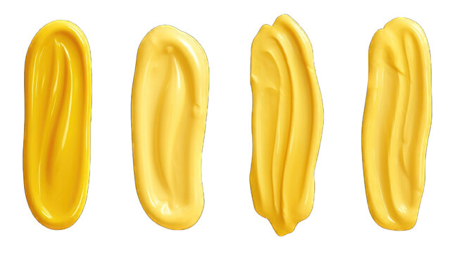 Collection of PNG. Dijon mustard smears isolated on a transparent background.