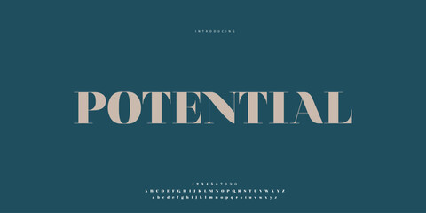 Fototapeta premium Elegant Font Uppercase Lowercase and Number. Classic Lettering Minimal Fashion Designs. Typography modern Serif fonts regular decorative vintage concept. vector illustration