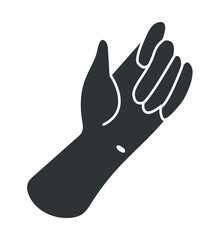 Element of hand set in flat black design. In this stunning illustration the black and white style brings a single hand's position and fingers to life with remarkable precision. Vector illustration.
