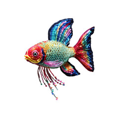 Decorative beaded fish clipart. Generative AI
