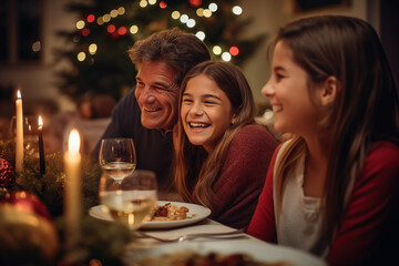Family reunion at the christmas dinner table