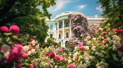 Fototapeta na wymiar white house in the park