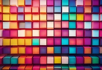 AI generated illustration of a vibrant canvas print with multicolored cubes