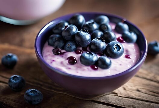 AI generated illustration of a delicious, nutritious smoothie bowl with blueberries