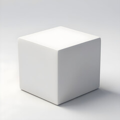 White 3d cube, box on white background