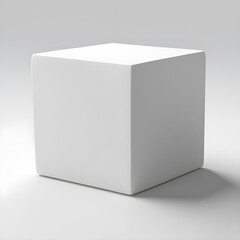 White 3d cube, box on white background