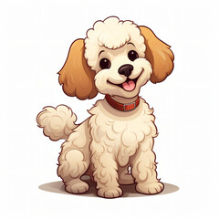 Cute poodle dog cartoon isolated on white background