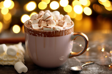 Warm Winter Bliss Hot Cocoa and Christmas Lights