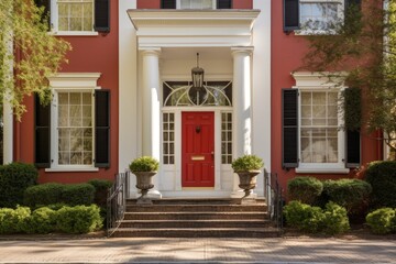 greek revival house with grande double doors