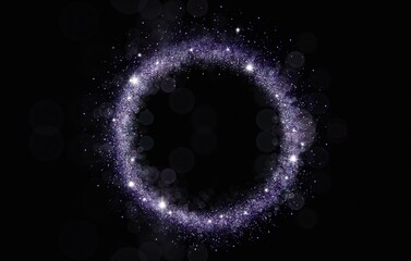 Obraz premium Luxury Blue glitter. snowly sparkle. shiny glittering dust. with dots bokeh frame border background wallpaper