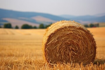 close-up shot of a haystack with a blurry background