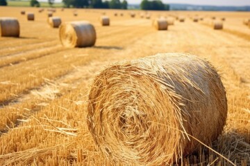 detail of golden field of ripe hay