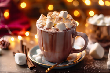 Warm Winter Bliss Hot Cocoa and Christmas Lights