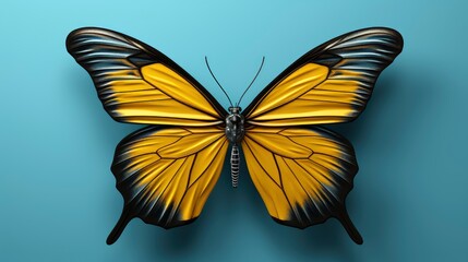 Beautiful Blue Yellow Butterfly Flight Branch, HD, Background Wallpaper, Desktop Wallpaper