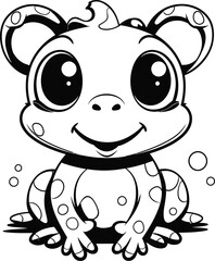 Frog animal coloring page, vector image
