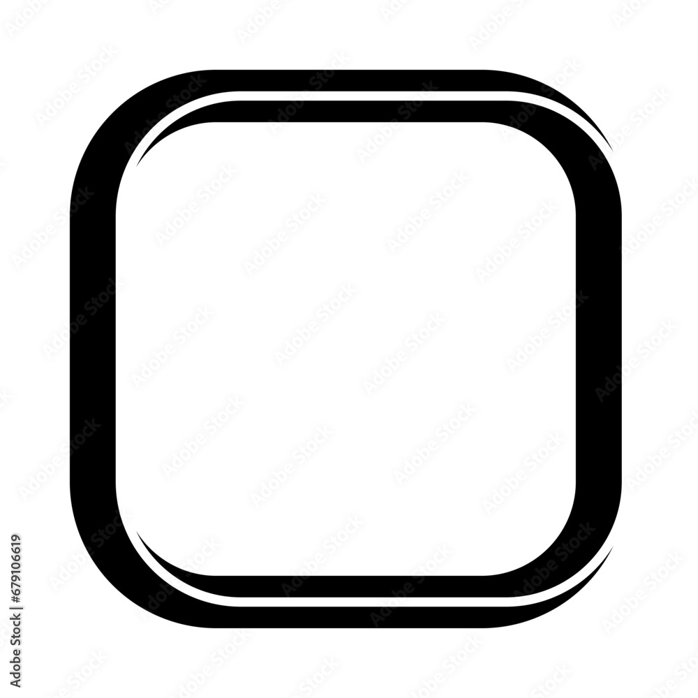 Poster square frame rounded corners, doodle frame border square banner markers