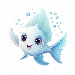 Cute sea pearl cartoon character sea animal underwater