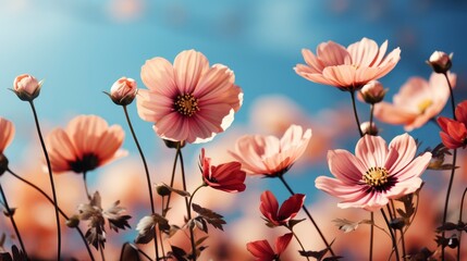 Beautiful Cosmos Flowers Blooming Garden, HD, Background Wallpaper, Desktop Wallpaper