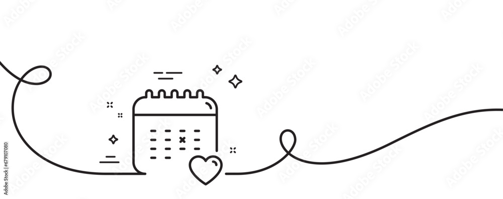 Poster healthcare calendar line icon. continuous one line with curl. check-up reminder sign. planner notice