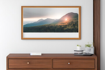 Podium Display Home office concept, picture frame mockup