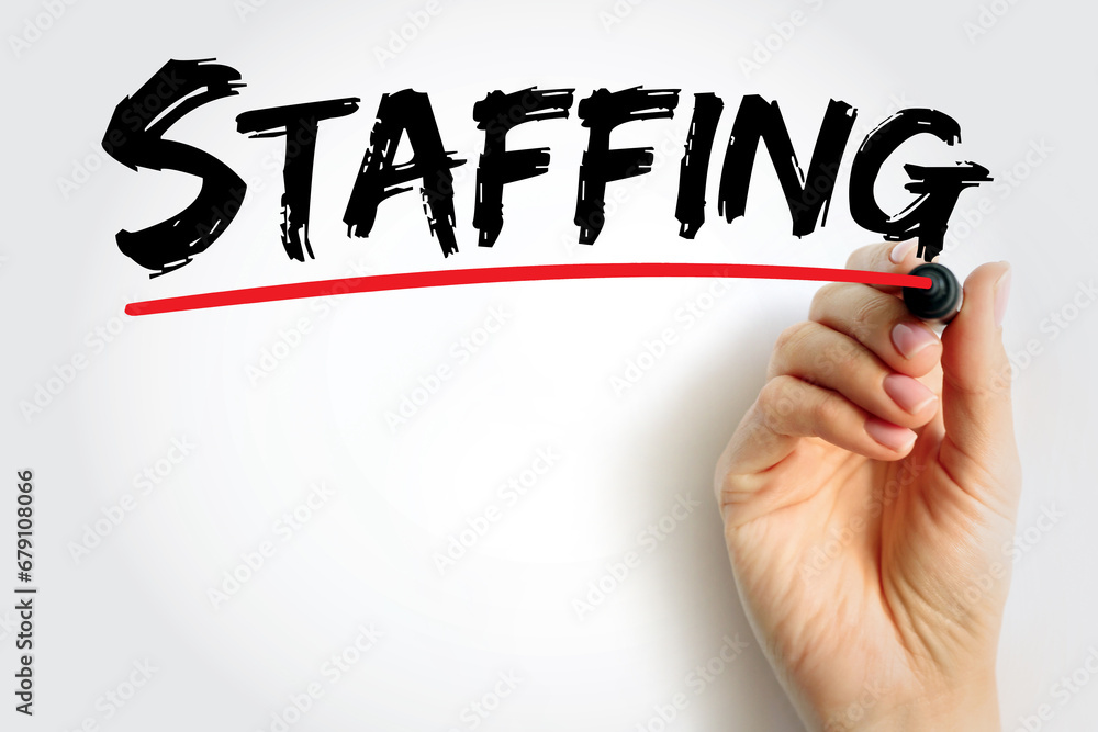 Poster staffing - process of finding the right worker with appropriate qualifications and recruiting them t