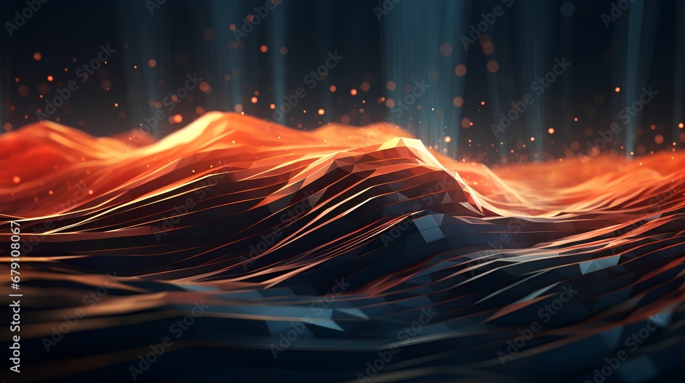 Poster a vibrant digital abstract background featuring dynamic, flowing waves in a spectrum of colors, crea