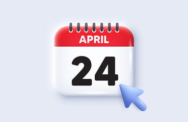 24th day of the month icon. Calendar date 3d icon. Event schedule date. Meeting appointment time. 24th day of April month. Calendar event reminder date. Vector
