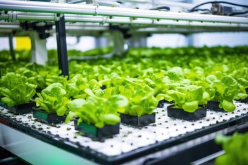 robotic device harvesting lettuce in hydroponics farm