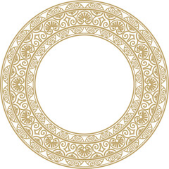 Vector gold round classic renaissance ornament. Circle, ring european border, revival style frame..