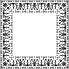 Vector monochrome black square classic greek ornament. European ornament. Border, frame Ancient Greece, Roman Empire..