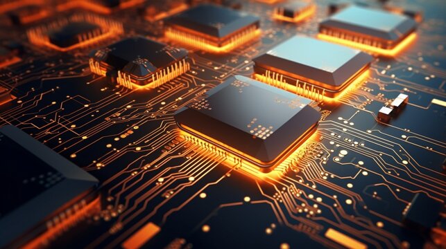 Digital circuitry showcasing an array of microprocessors.