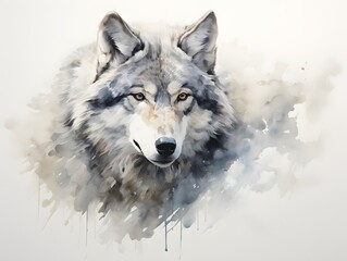Pensive Poses: Serene Grey Wolf in Minimalist Nature