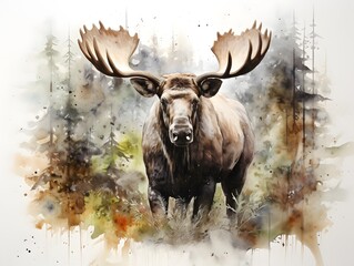 Tranquil Wilderness Art: Badger in Watercolor on White