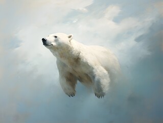 Graceful Polar Bear: Captivating Watercolor Juxtapositions